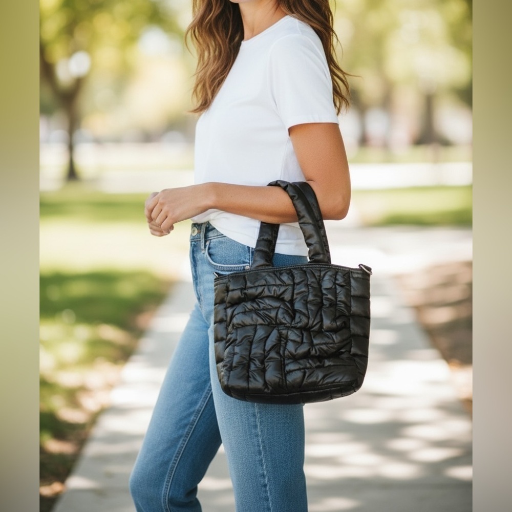 THINK ROYLN Lil Shopper Black Quilted‎ Puffer Mini Bag